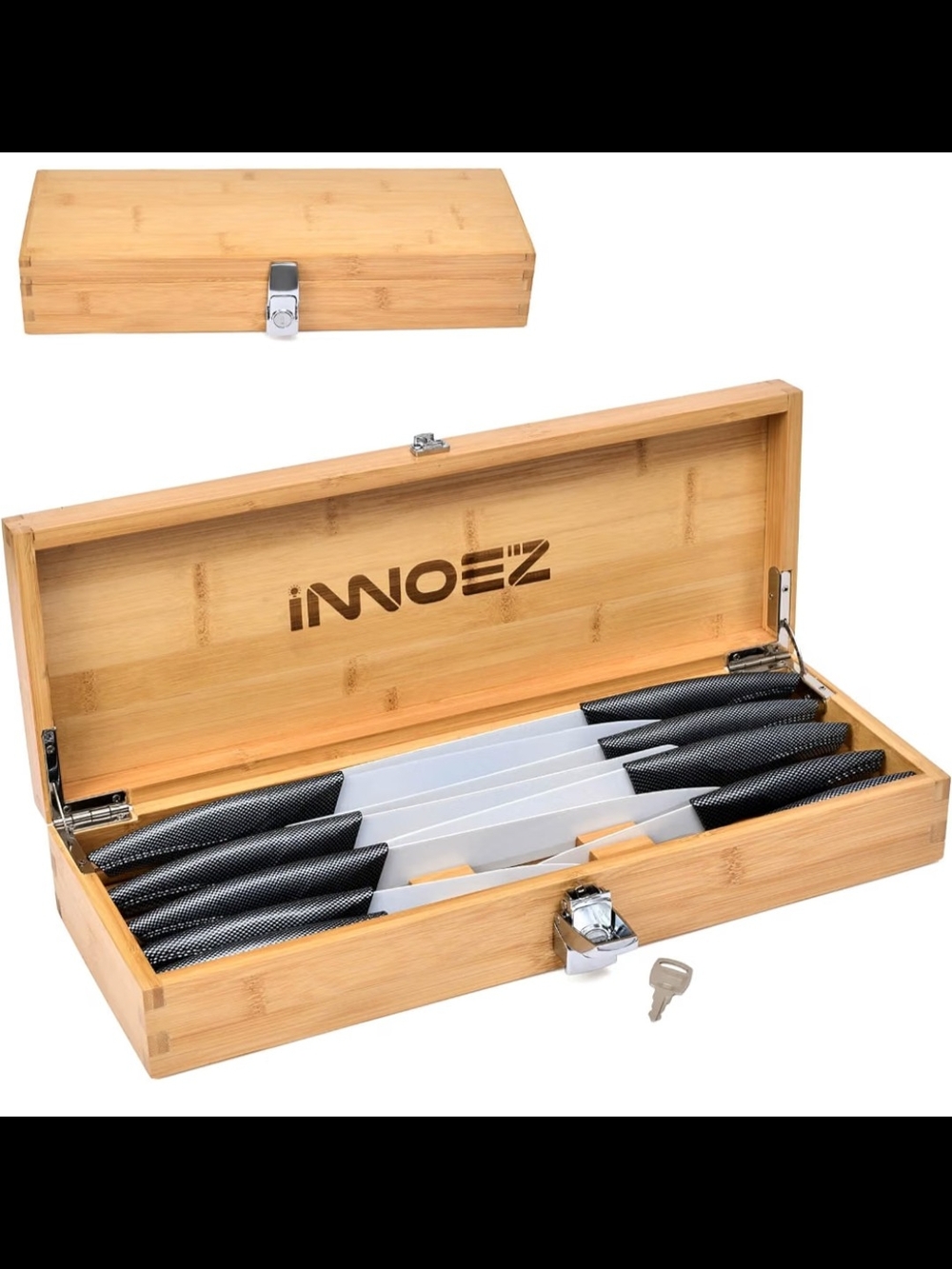 Bamboo Knife Storage Box in Natural Wood